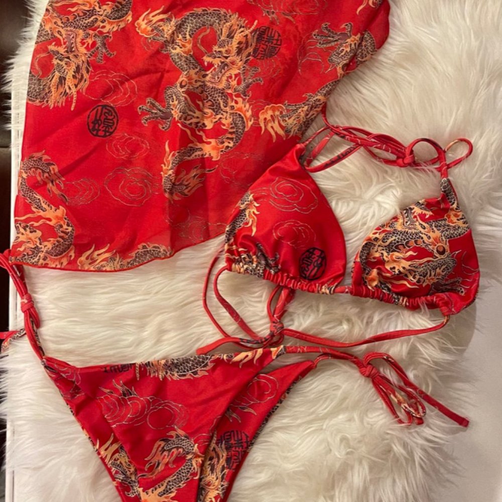 Red Dragon bathing suit set